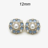 12mm metal snap button Purple Black Blue Flower Pearl