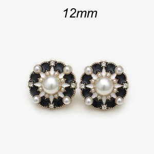 12mm metal snap button Purple Black Blue Flower Pearl