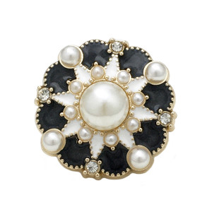 20mm metal snap button Purple Black Blue Flower Pearl