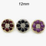 12mm metal snap button Red Purple Black flower