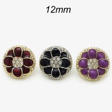 12mm metal snap button Red Purple Black flower