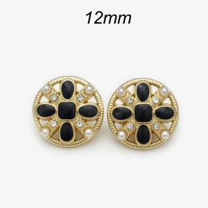 12mm metal snap button Cross Gold Black