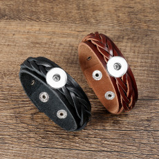 Handmade genuine leather bracelet fit 20mm snap button jewelry