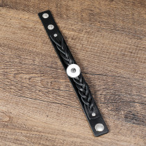 Handmade genuine leather bracelet fit 20mm snap button jewelry