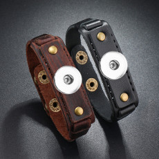 Handmade genuine leather bracelet fit 20mm snap button jewelry
