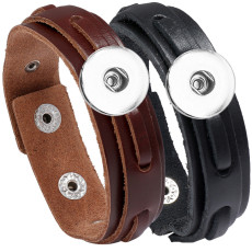 Handmade genuine leather bracelet fit 20mm snap button jewelry
