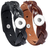 Handmade genuine leather bracelet fit 20mm snap button jewelry