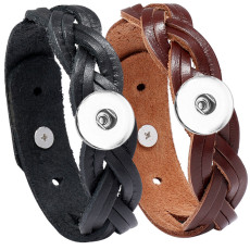 Handmade genuine leather bracelet fit 20mm snap button jewelry