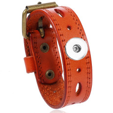 Genuine leather cowhide bracelet Five pointed star retro  punk rockfit 20mm snap button jewelry