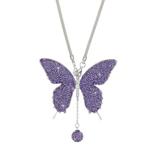 Butterfly pendant Car rearview mirror rhinestone decoration crystal polymer clay  stainless steel chain
