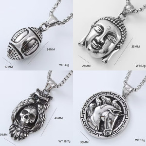 Stainless steel Skull Cross Football  Horse Punk Yago pendant necklace  Containing chains