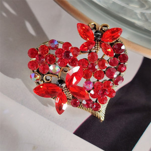 Crystal Retro Butterfly Love Brooch Women's Clothing Accessories Pin with Diamond Chest Flower