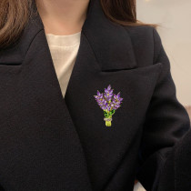 Lavender bouquet brooch, new crystal chest flower, exquisite suit jacket, pin buckle accessory