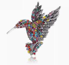 Crystal wholesale, European and American hummingbird brooch, animal brooch, chest flower, fashionable clothing and accessories for women