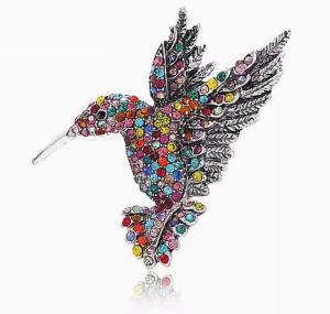 Crystal wholesale, European and American hummingbird brooch, animal brooch, chest flower, fashionable clothing and accessories for women
