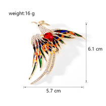 New Chinese style enamel colored phoenix brooch luxury high-end animal chest flower brooch coat accessory