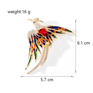 New Chinese style enamel colored phoenix brooch luxury high-end animal chest flower brooch coat accessory