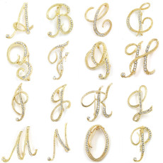 Crystal European and American fashion 26 letter brooch rhinestone clothing accessory pin