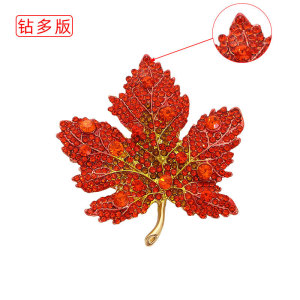 Crystal maple leaf brooch, high-end women's exquisite chest flower, suit, coat, brooch accessory