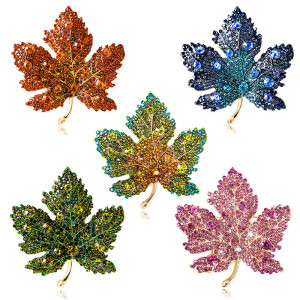 Crystal maple leaf brooch, high-end women's exquisite chest flower, suit, coat, brooch accessory