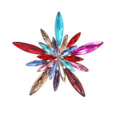 Crystal personality temperament, star colored diamond flower big brooch, women's fashion, high-end sense, chest flower