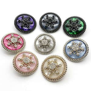 New 20mm Snowflake metal snap button  Crystal DIY Jewelry
