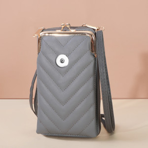Mobile phone bag women large-capacity embroidered one-shoulder messenger bag fashion vertical wallet fit 18mm snap button jewelry