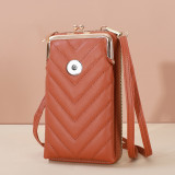 Mobile phone bag women large-capacity embroidered one-shoulder messenger bag fashion vertical wallet fit 18mm snap button jewelry
