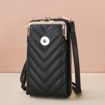 Mobile phone bag women large-capacity embroidered one-shoulder messenger bag fashion vertical wallet fit 18mm snap button jewelry