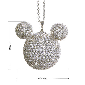 Crystal studded diamond mouse head car rearview mirror pendant