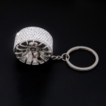 Crystal new car keychain with diamond inlay creative keychain car wheel keychain high quality