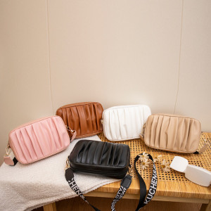 Women's new foreign trade small bag fashionable casual pleated crossbody camera bag