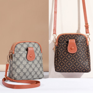New PU mobile phone bag, women's crossbody small bag, casual large capacity zipper women's bag, multifunctional zero wallet