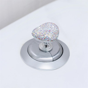 Crystal new diamond inlaid heart-shaped toilet press, creative water tank button assistant, fashionable heart-shaped button for women