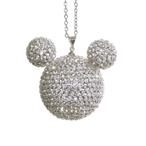 Crystal studded diamond mouse head car rearview mirror pendant