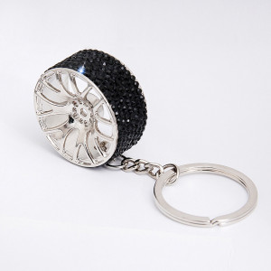 Crystal new car keychain with diamond inlay creative keychain car wheel keychain high quality