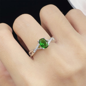 Red corundum simulation emerald sapphire simple cross exquisite opening ring for women