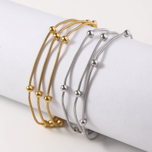 Hot stainless steel bracelet titanium steel bracelet with fashionable 18K real gold plating and multi-layer stacked