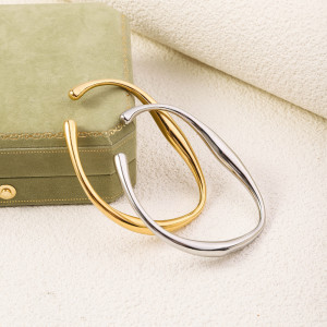 Geometric Stainless Steel bangle Titanium Steel Open Bracelet Solid 18K Vacuum Color Preserving Electroplating