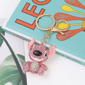 Crystal rhinestone cartoon Stitch keychain pendant car metal keychain wholesale