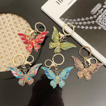 New crystal butterfly keychain with rhinestones, insect keychain pendant, creative small gift