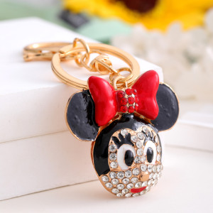 Wholesale of Crystal Water Diamond Mickey Car Keychain and Cartoon Backpack Pendant