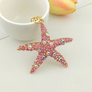 Hot selling rhinestones, starfish alloy keychains, fashionable bags for girls, hanging accessories, car accessories, wholesale