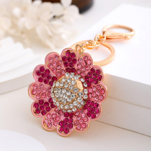 Crystal Water Diamond New Sunflower Alloy Keychain Colorful Sunflower Cartoon Bag Pendant Keychain