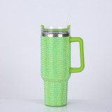 1200ml Rhinestone New 40oz handle car cup with diamond inlay, large capacity vacuum suction cup