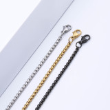 Golden Stainless steel necklace, square pearl chain, hip-hop titanium steel jewelry