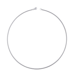 Silvery Stainless steel necklace, square pearl chain, hip-hop titanium steel jewelry