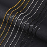 Golden Stainless steel necklace, square pearl chain, hip-hop titanium steel jewelry