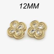 12mm snap button clover  metal rhinestone