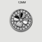 12mm snap button clover  metal rhinestone